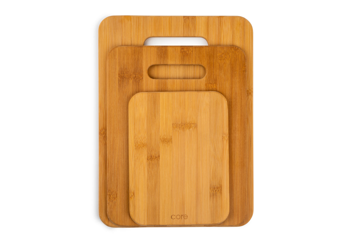 Culinary Edge 3 Piece Bamboo Cutting Board Set with Silicone Ring