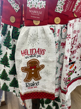 Load image into Gallery viewer, Christmas Tie Button Kitchen Towel