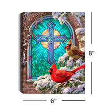 Load image into Gallery viewer, Christmas Church Window 6x8 Lighted Tabletop Canvas Picture