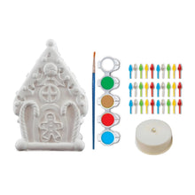Load image into Gallery viewer, Light-Up Gingerbread House 6" Plaster Paint Kit