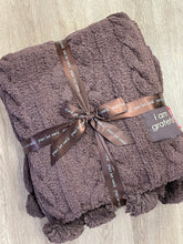 Load image into Gallery viewer, Peace Love World 60” x 70” Mega Luxe Cable Knit Pom Pom Throw