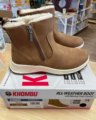 Khombu Water Repellent Ankle Boots with memory foam & faux fur trim