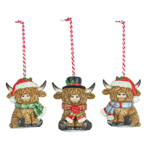 Christmas Highland Cow Ornaments