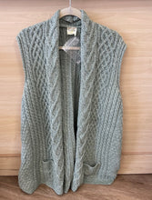 Load image into Gallery viewer, Kilronan XX-Large Merino Wool Open Front Vest with Pockets - Seafoam Green