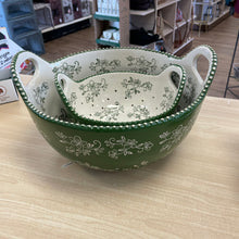 Load image into Gallery viewer, Temp-tations set of 2 colander bowl set - floral lace green