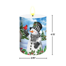 Load image into Gallery viewer, Briarwood Lane Checkered Snowman LED Flameless Candle