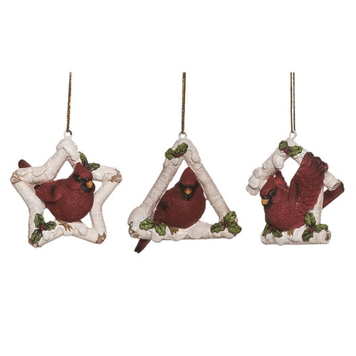 Birch Branch Cardinal Ornaments