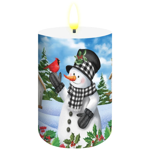 Briarwood Lane Checkered Snowman LED Flameless Candle