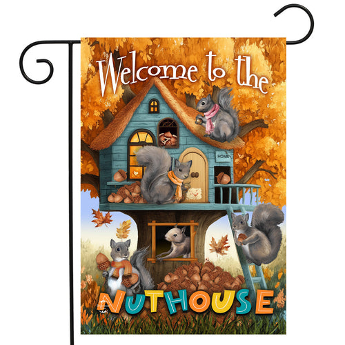 Briarwood Lane Fall Welcome to the Nuthouse Garden Flag
