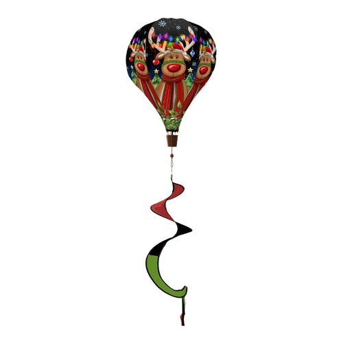 Briarwood Lane Festive Reindeer Christmas Hot Air Balloon Wind Twister
