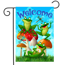 Load image into Gallery viewer, Briarwood Lane Happy Frogs Welcome Garden Flag
