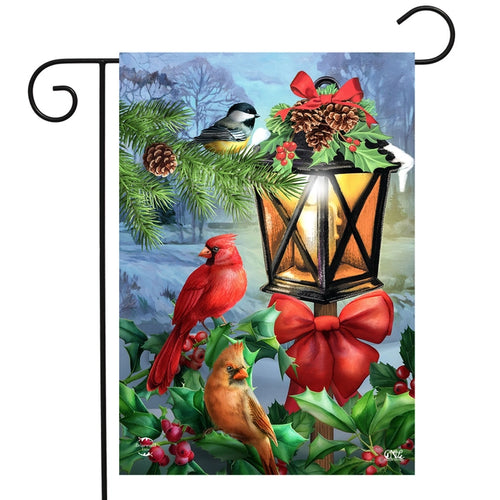 Briarwood Lane Lantern Glow Cardinal Gathering Winter Garden Flag
