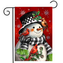 Load image into Gallery viewer, Briarwood Lane Snowman with Cardinals Winter Garden Flag