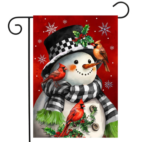 Briarwood Lane Snowman with Cardinals Winter Garden Flag