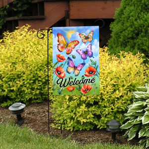 Briarwood Lane Butterflies and Poppies Welcome Garden Flag