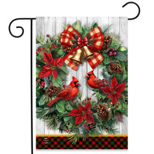 Load image into Gallery viewer, Briarwood Lane Cardinal Wreath Christmas Garden Flag