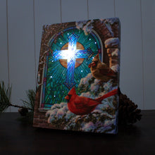 Load image into Gallery viewer, Christmas Church Window 6x8 Lighted Tabletop Canvas Picture