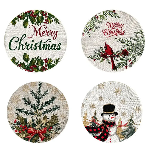 Christmas Cotton Braided 14-Inch Round Placemat