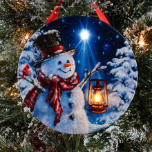 Load image into Gallery viewer, Enchanted Snowman LED Canvas Picture Ornament