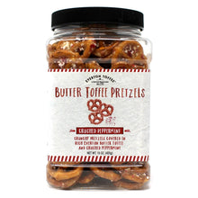 Load image into Gallery viewer, Everton Toffee Peppermint Crunch Butter Toffee Pretzels 15oz. Jar