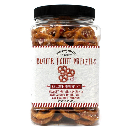 Everton Toffee Peppermint Crunch Butter Toffee Pretzels 15oz. Jar