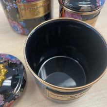 Load image into Gallery viewer, MacKenzie-Childs Set of 3 Black Wildflower Enamel Canisters (Mini, Demi &amp; Small)