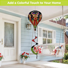 Load image into Gallery viewer, Briarwood Lane Festive Reindeer Christmas Hot Air Balloon Wind Twister