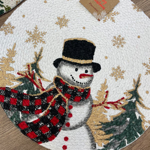Christmas Cotton Braided 14-Inch Round Placemat