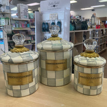 Load image into Gallery viewer, MacKenzie-Childs Set of 3 Sterling Check Enamel Canisters (Mini, Demi &amp; Small)