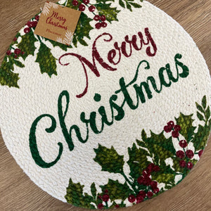 Christmas Cotton Braided 14-Inch Round Placemat