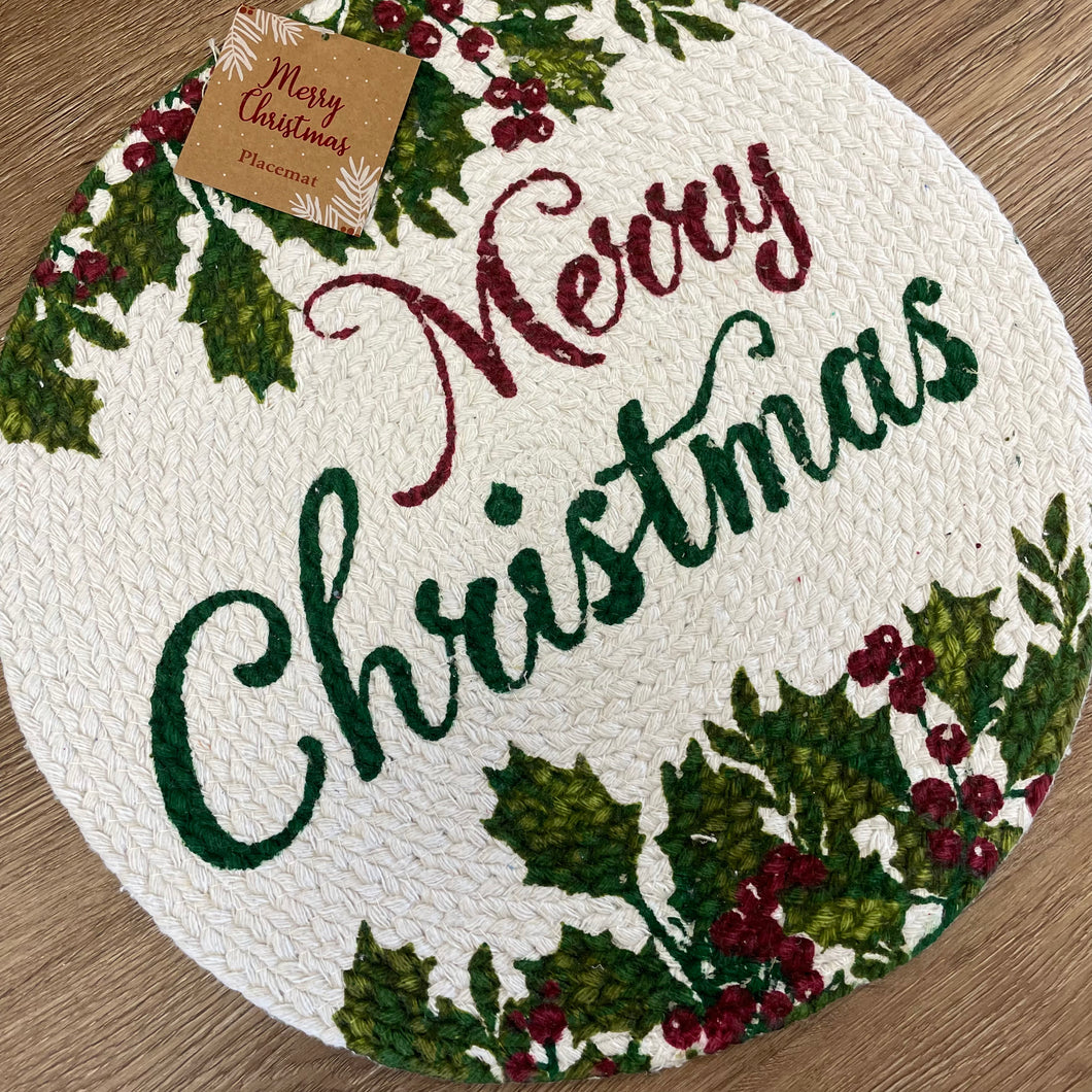 Christmas Cotton Braided 14-Inch Round Placemat