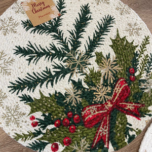 Christmas Cotton Braided 14-Inch Round Placemat