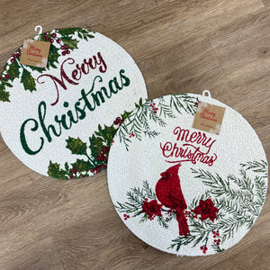 Christmas Cotton Braided 14-Inch Round Placemat