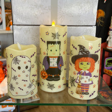 Load image into Gallery viewer, Temp-tations Set of 3 Flameless Boofetti Characters Halloween Candles