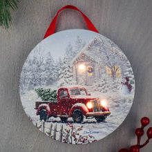 Load image into Gallery viewer, Special Delivery Red Truck LED Canvas Picture Ornament