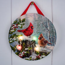 Load image into Gallery viewer, Winter Cardinals LED Canvas Picture Ornament