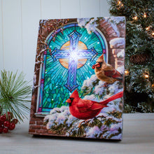 Load image into Gallery viewer, Christmas Church Window 6x8 Lighted Tabletop Canvas Picture