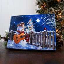 Load image into Gallery viewer, Guitar Snowman 8x6 Lighted Tabletop Canvas Picture