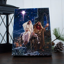 Load image into Gallery viewer, Journey to Bethlehem 6x8 Lighted Tabletop Canvas Picture