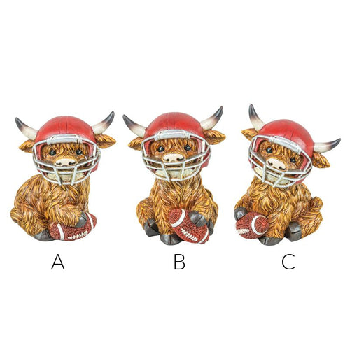 Gridiron Football Mini Highland Cow Figurine