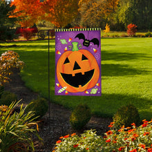 Load image into Gallery viewer, Briarwood Lane Halloween Treats Jack O&#39;Lantern Garden Flag