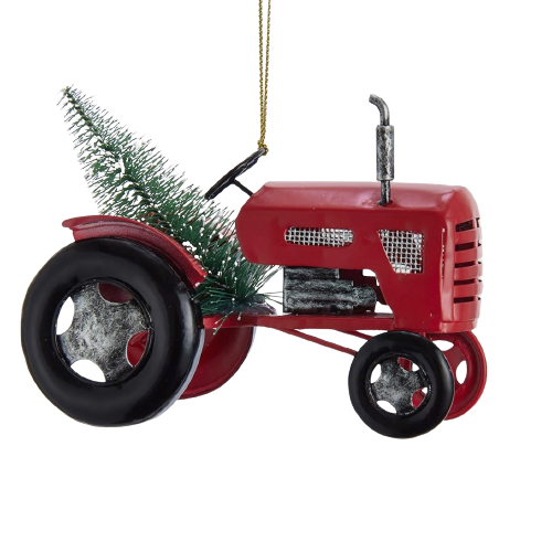 Kurt Adler 4.5” Metal Red Tractor Ornament