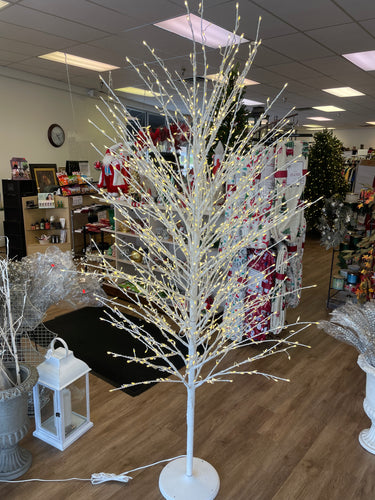 7' White Indoor/Outdoor LED Twinkling Birch Tree w/ 1280 Lights