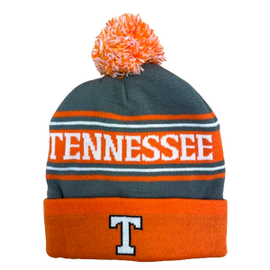Tennessee Striped Plush-lined Pom Beanie