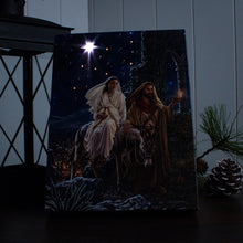 Load image into Gallery viewer, Journey to Bethlehem 6x8 Lighted Tabletop Canvas Picture