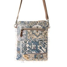 Load image into Gallery viewer, Myra Bag Loom Indigo Vintage Tapestry Fringe Crossbody Bag