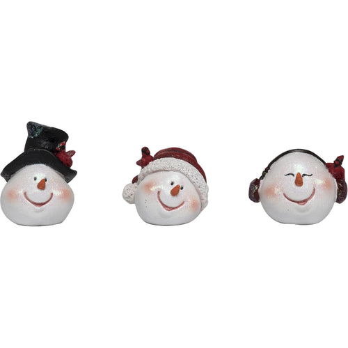 Merry Snowman Head Figurines