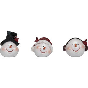 Merry Snowman Head Figurines