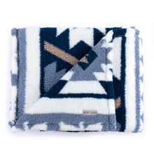 Load image into Gallery viewer, Muk Luks 50&quot; x 60&quot; Fluffy Sherpa Blue Geo Pattern Throw Blanket