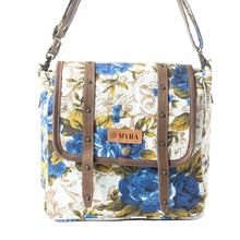Load image into Gallery viewer, Myra Bag Blue &amp; Ivory Mesa Morning Glories Messenger Bag